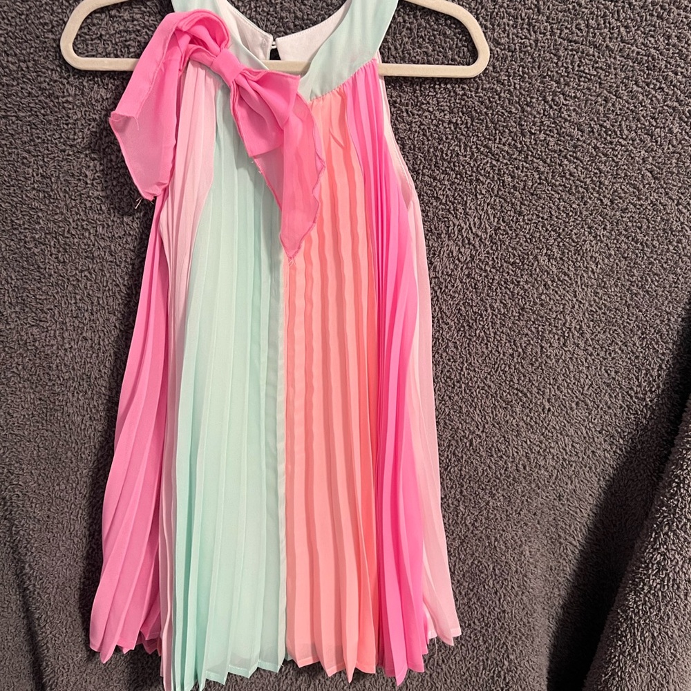 Multicolor Pleated Kids Dress